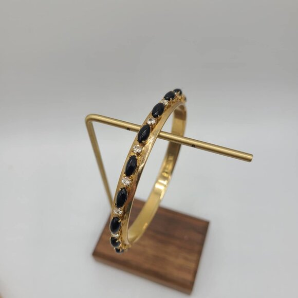 J Crew Black Resin and Clear Crystal Gold Tone Bangle NWOT! - Picture 12 of 12
